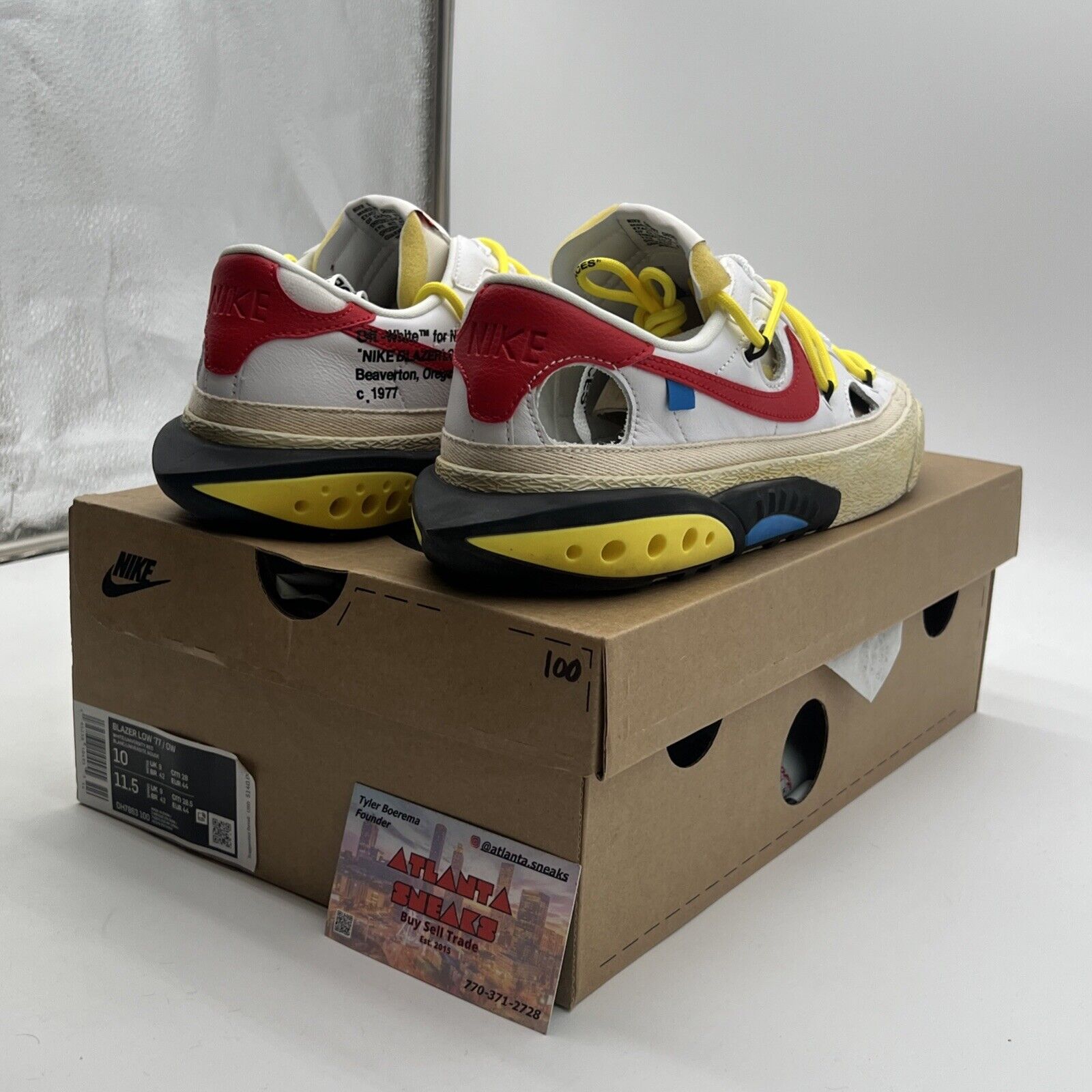 Size 10 - Nike Off-White x Blazer Low White University Red (DH7863-100)