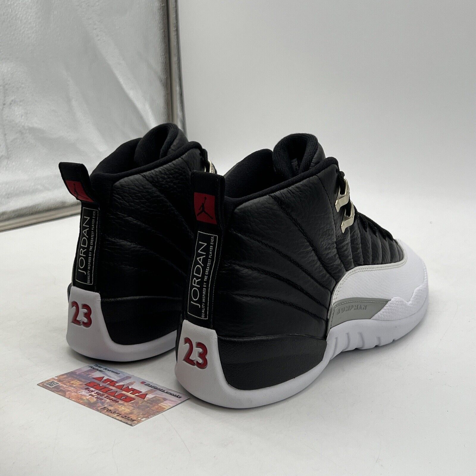 Size 8.5 - Jordan 12 Retro Mid Playoff Black White Red Leather (CT8013-006)