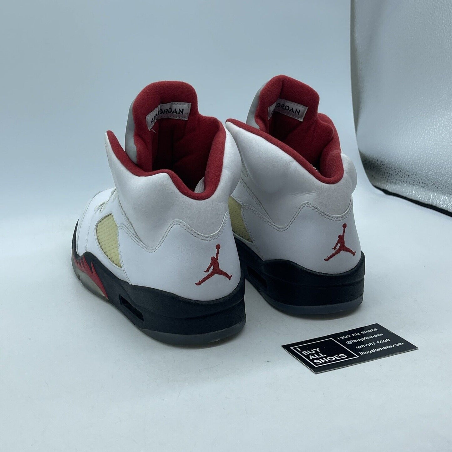 Size 9.5 - Air Jordan 5 Retro 2013 Fire Red White Black Leather (136027-100)