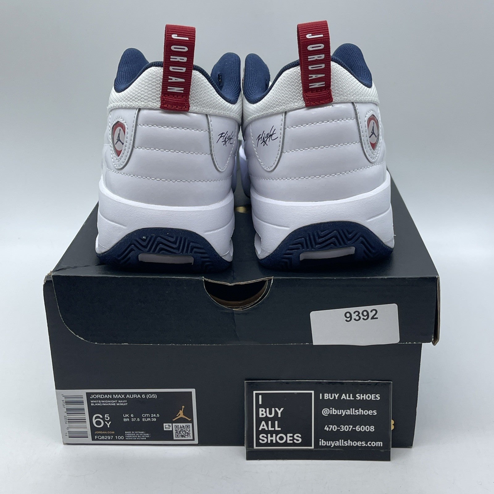 Size 6.5Y - Air Jordan Max Aura 6 GS White Varsity Red Midnight Navy(FQ8297-100)