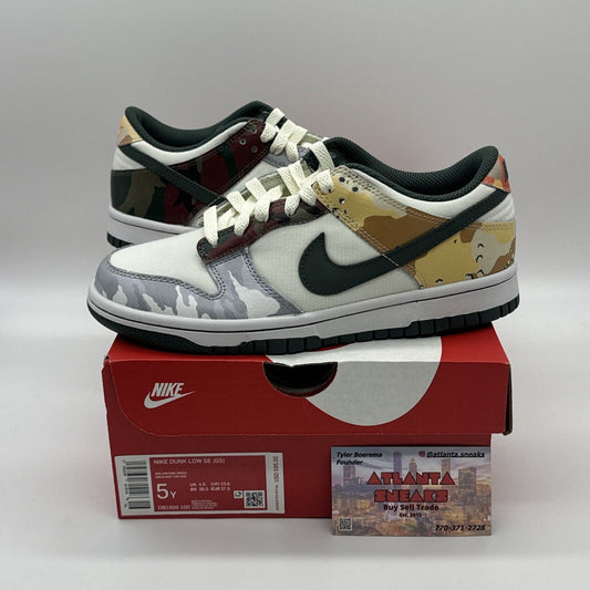 Nike Dunk Low SE Sail Multi Camo MENS DH0957-100 AND GS DB1909-100 Size 5Y New