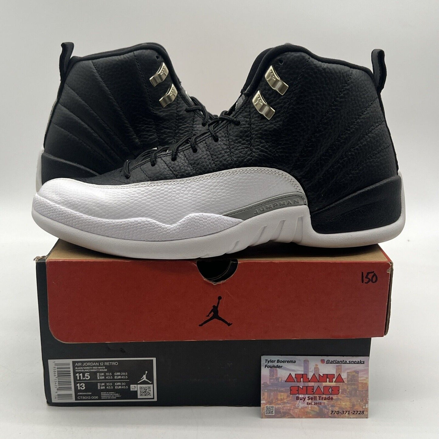 Size 11.5 - Jordan 12 Retro Mid Playoff Black White Leather (CT8013-006)