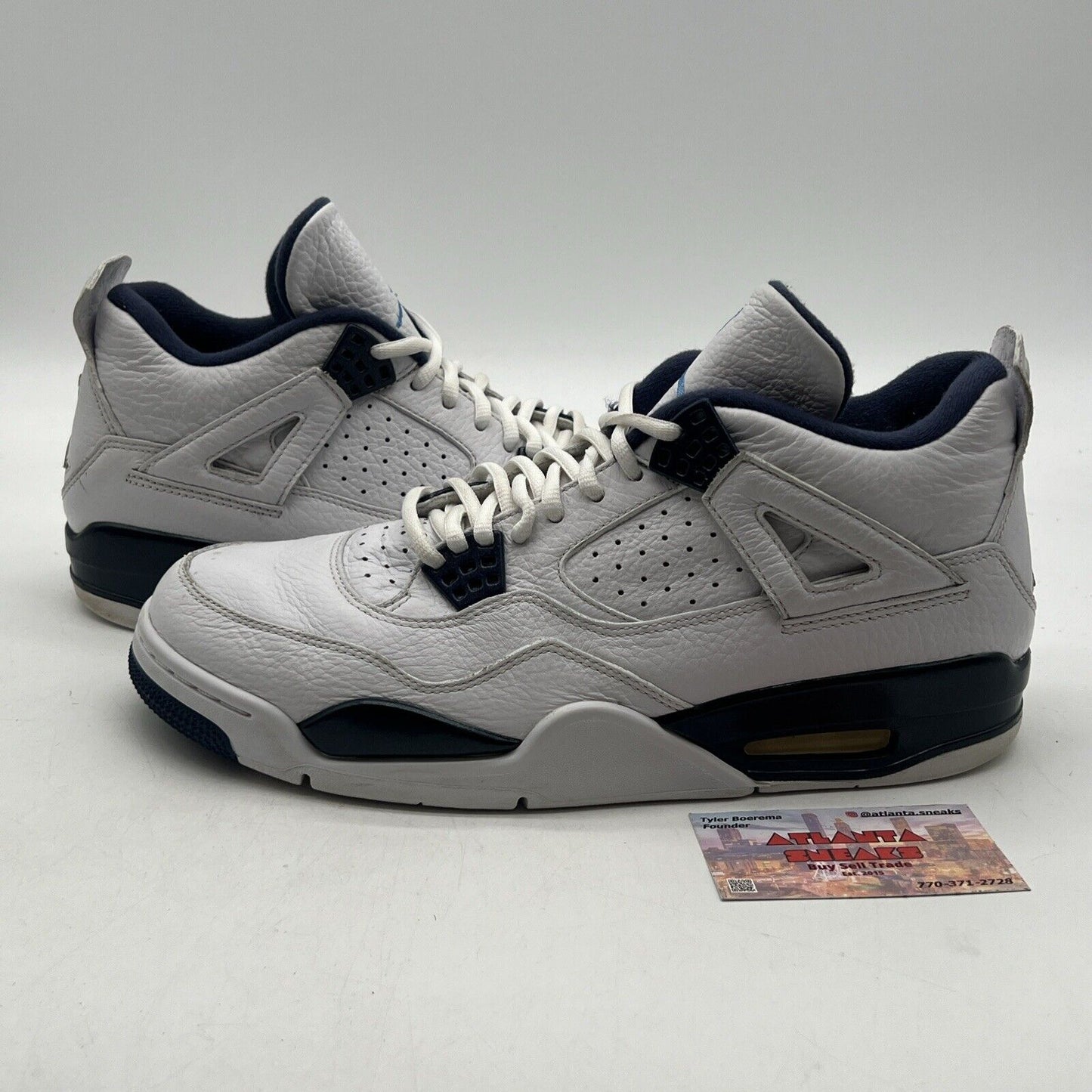 Size 11 - Air Jordan 4 Retro LS Columbia White Navy Leather (314254-107)