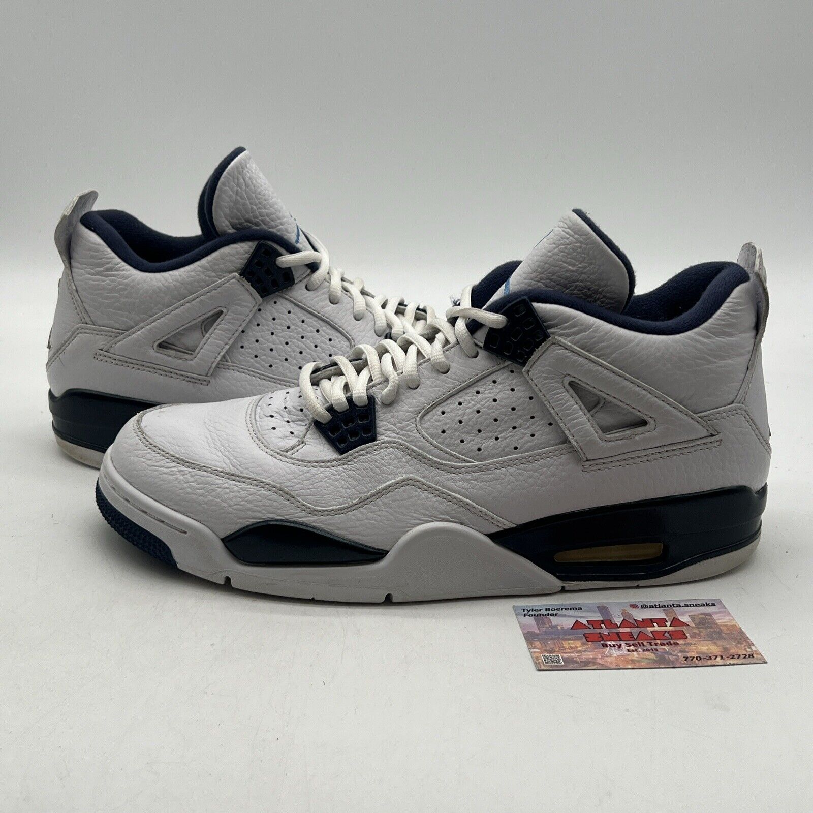 Size 11 - Air Jordan 4 Retro LS Columbia White Navy Leather (314254-107)