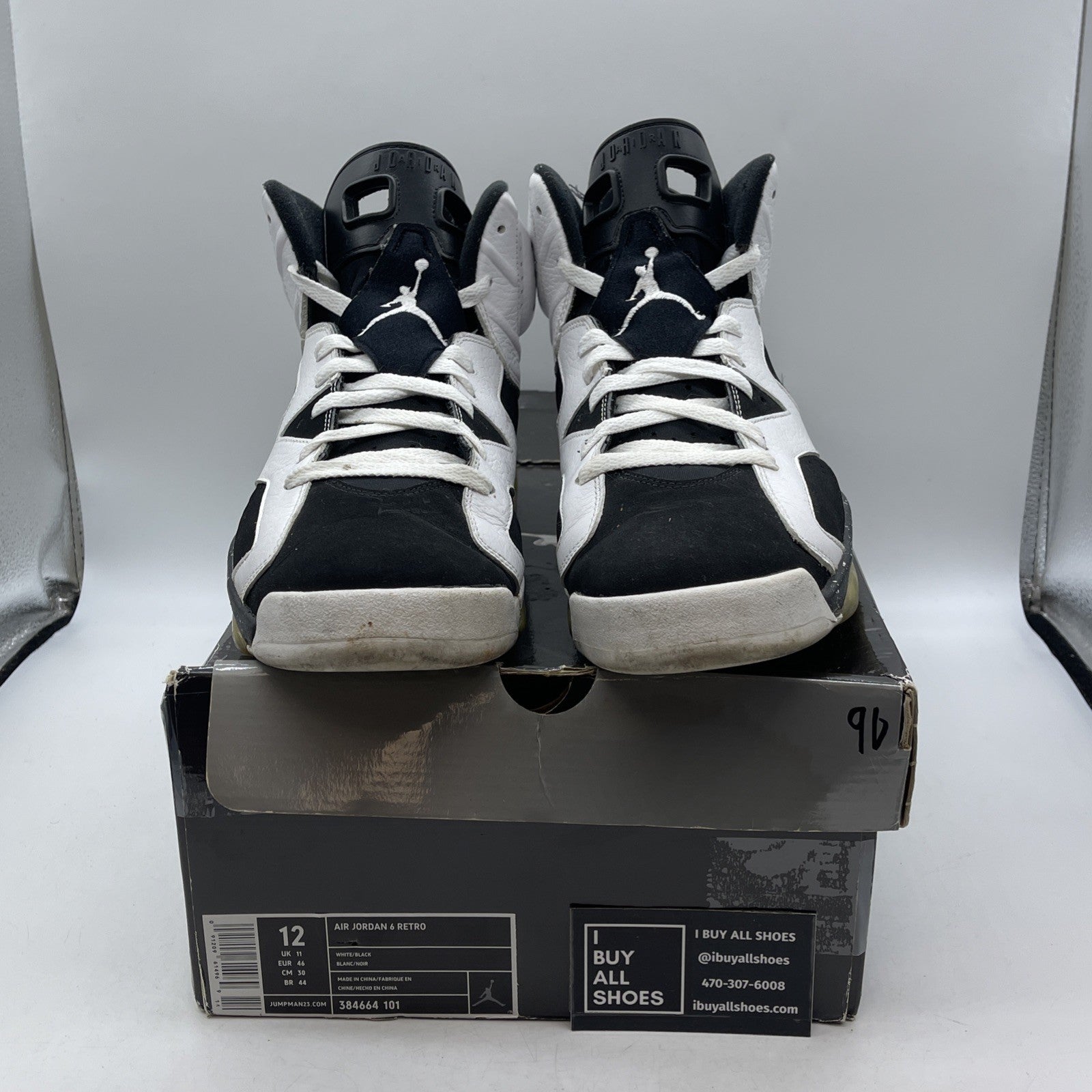 Size 12 - Air Jordan 6 Retro Oreo (384664-101)
