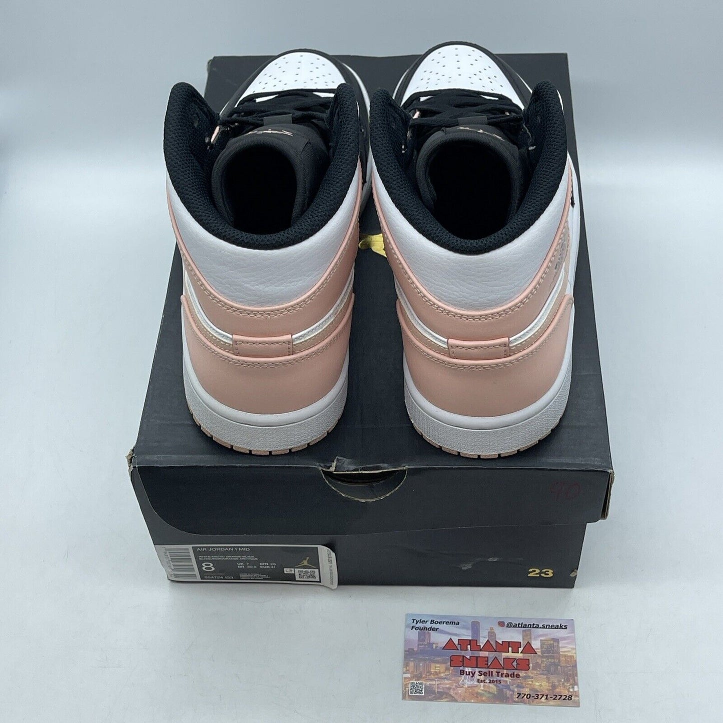 Size 8 - Air Jordan 1 Mid Crimson Tint White Orange Black Leather (554724-133)