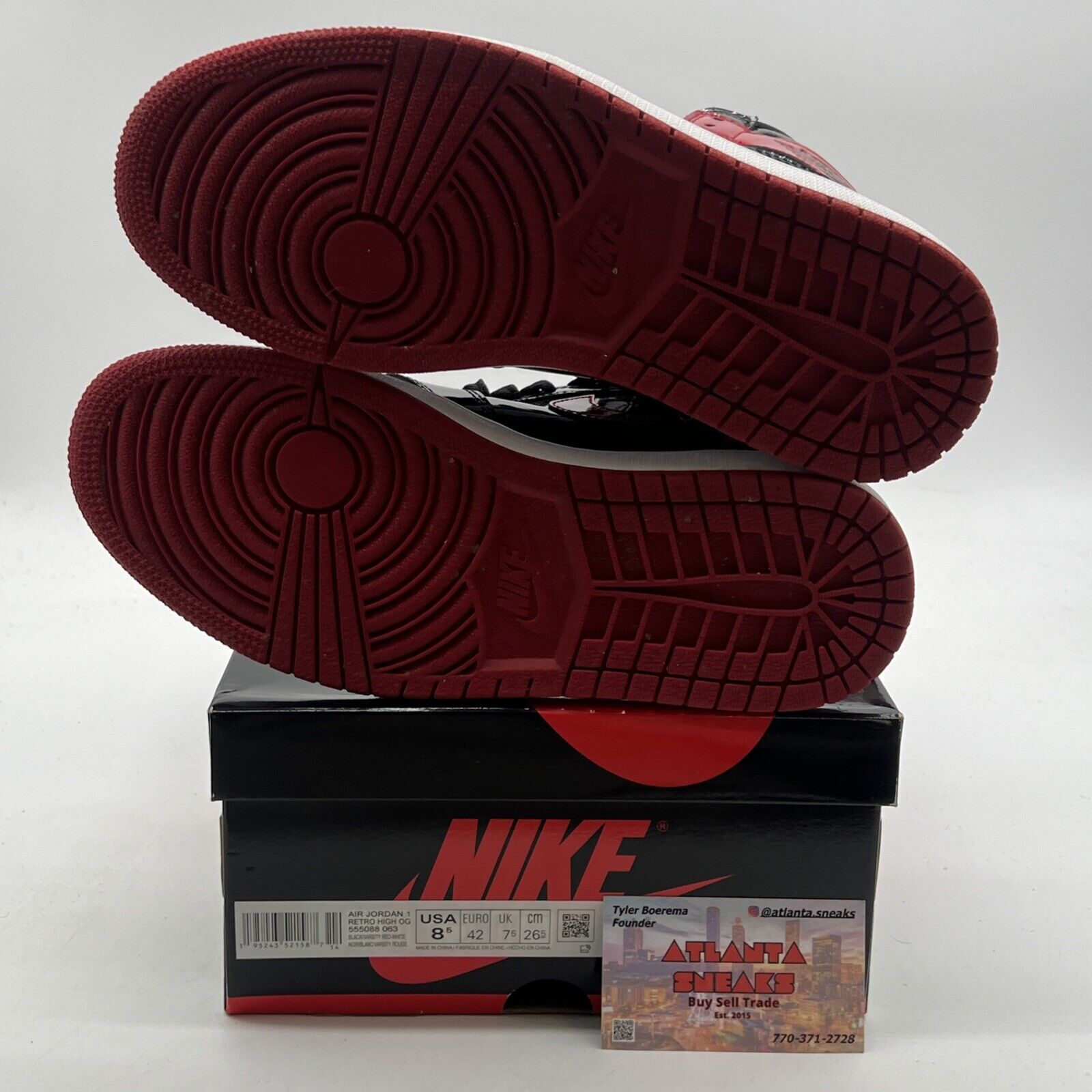 Size 8.5 - Air Jordan 1 Retro OG High Patent Bred (555088-063)