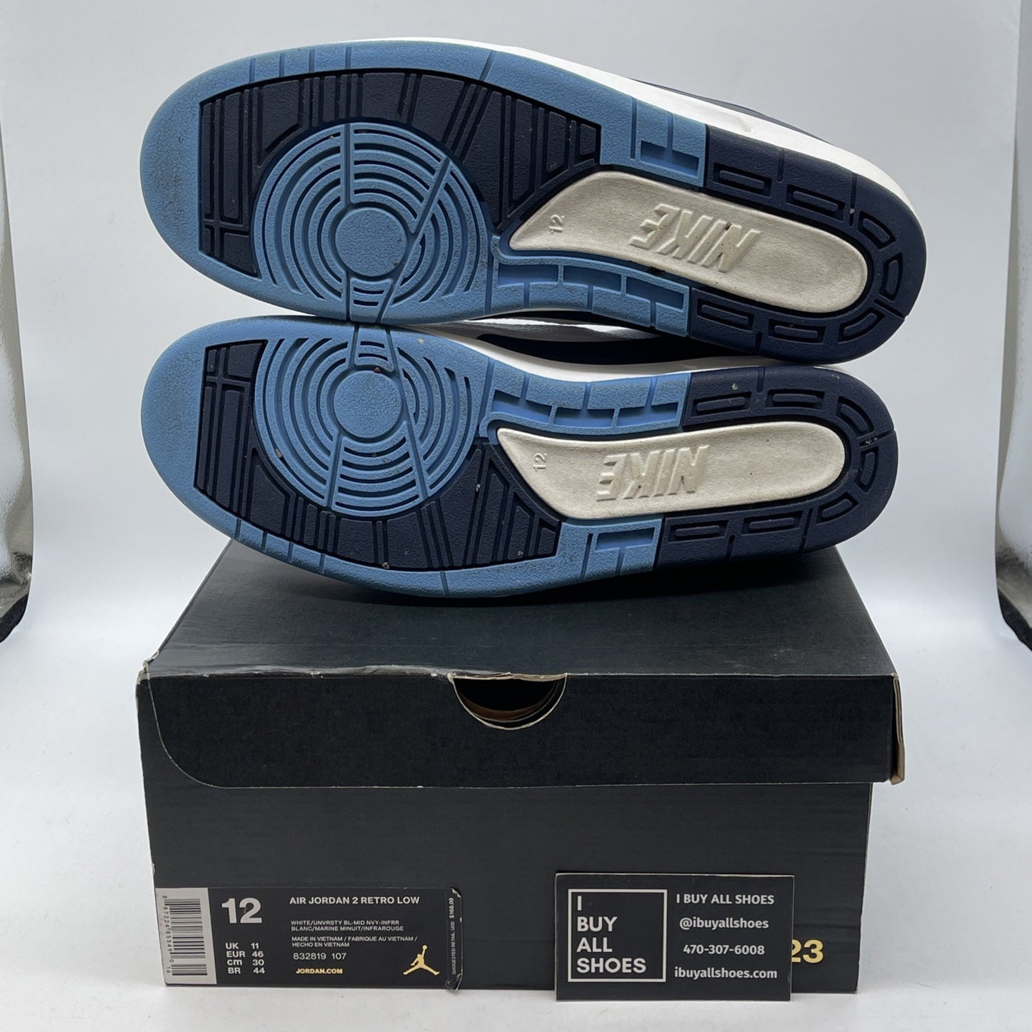 Size 12 - Air Jordan 2 Retro Low Midnight Navy White Leather (832819-107)