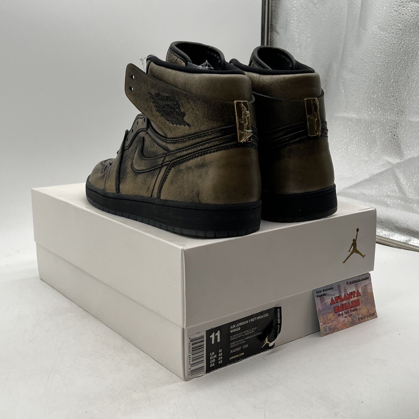 Size 11 - Air Jordan 1 Retro OG High Wings Black Gold (AA2887-035)