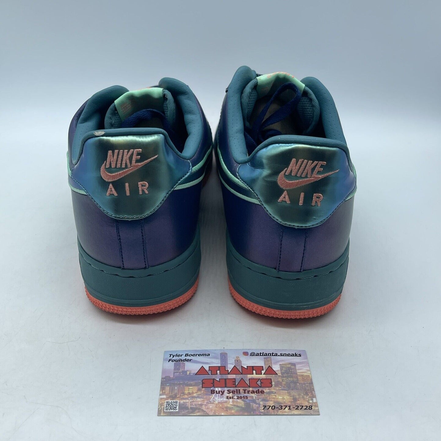 Size 13 - Nike Air Force 1 Brave Blue Green Glow Suede Leather (488298-420)