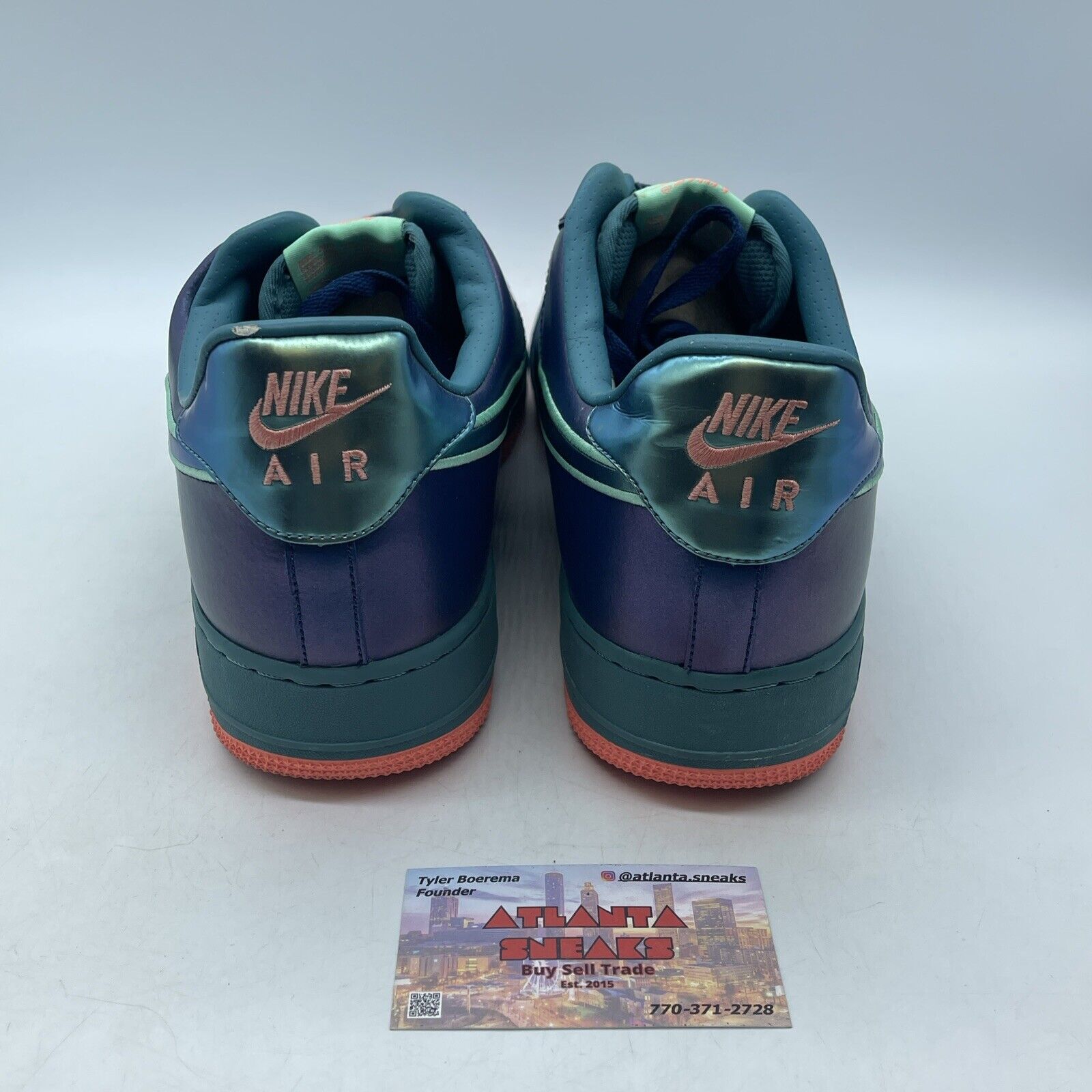 Size 13 - Nike Air Force 1 Brave Blue Green Glow Suede Leather (488298-420)