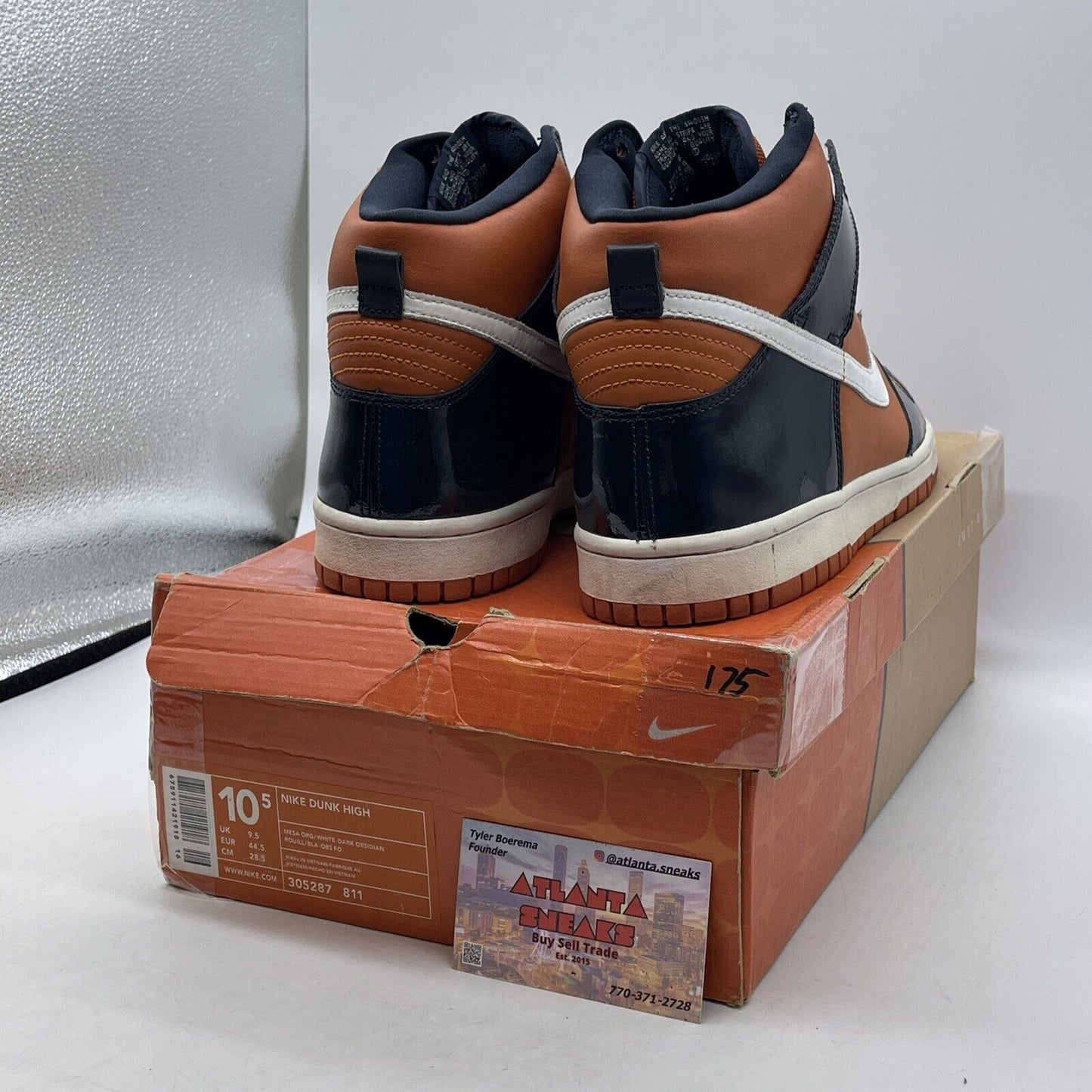Size 10.5 - Nike Dunk High Mesa Orange Black White Leather (305287-811)