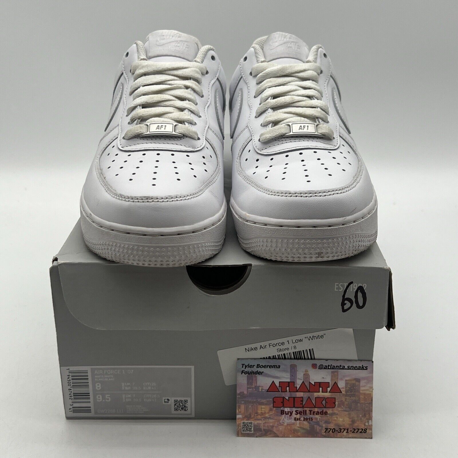 Size 8 - Nike Air Force 1 '07 Low Triple White Leather (CW2288-111)