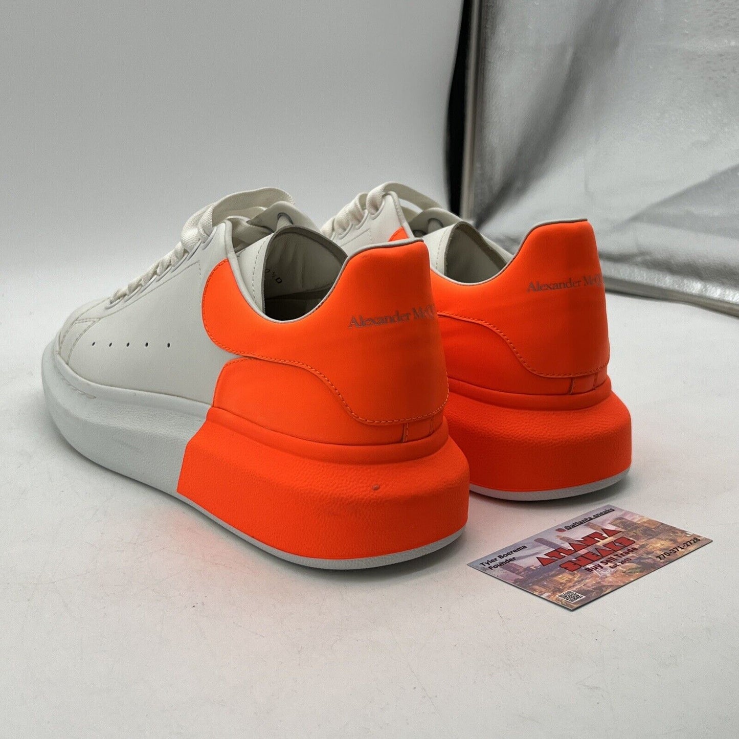 Size 7.5 - Alexander McQueen Oversized Sneakers “White Orange” (556278)