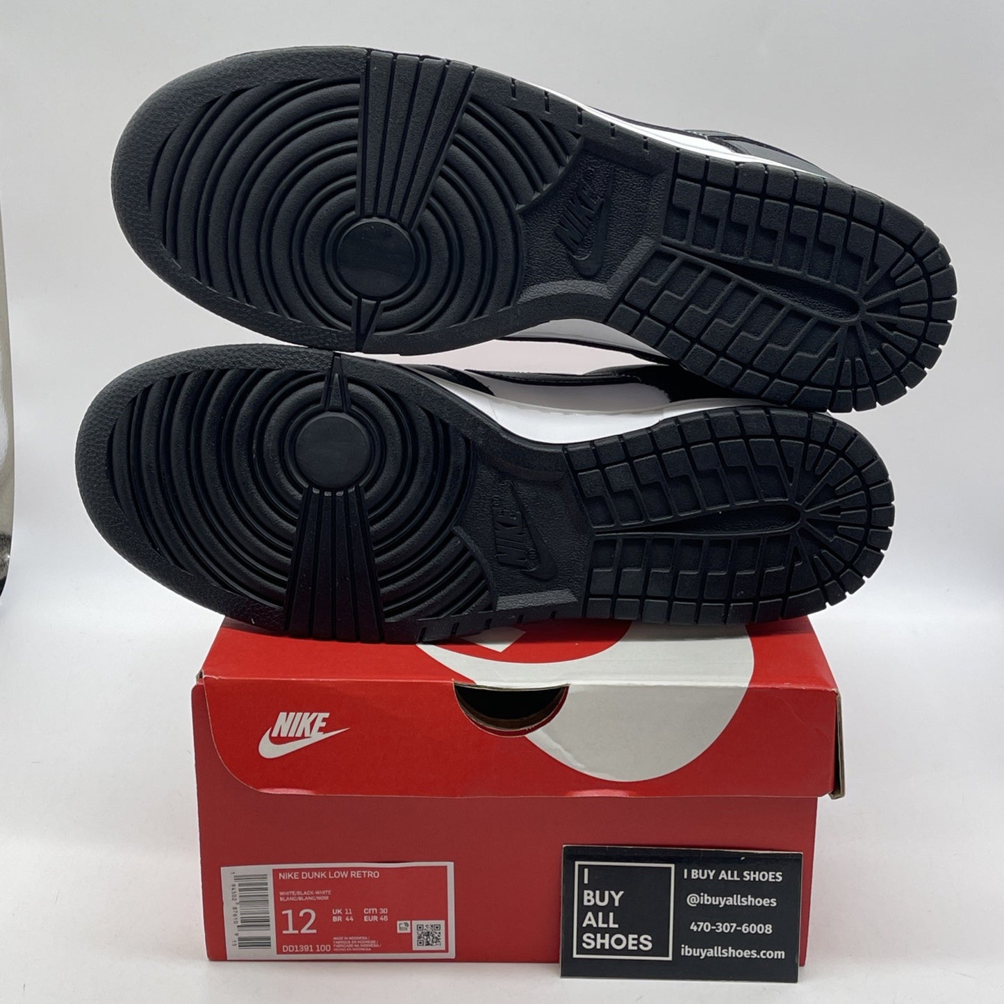Size 12 - Nike Dunk Low Black White Leather (DD1391-100)