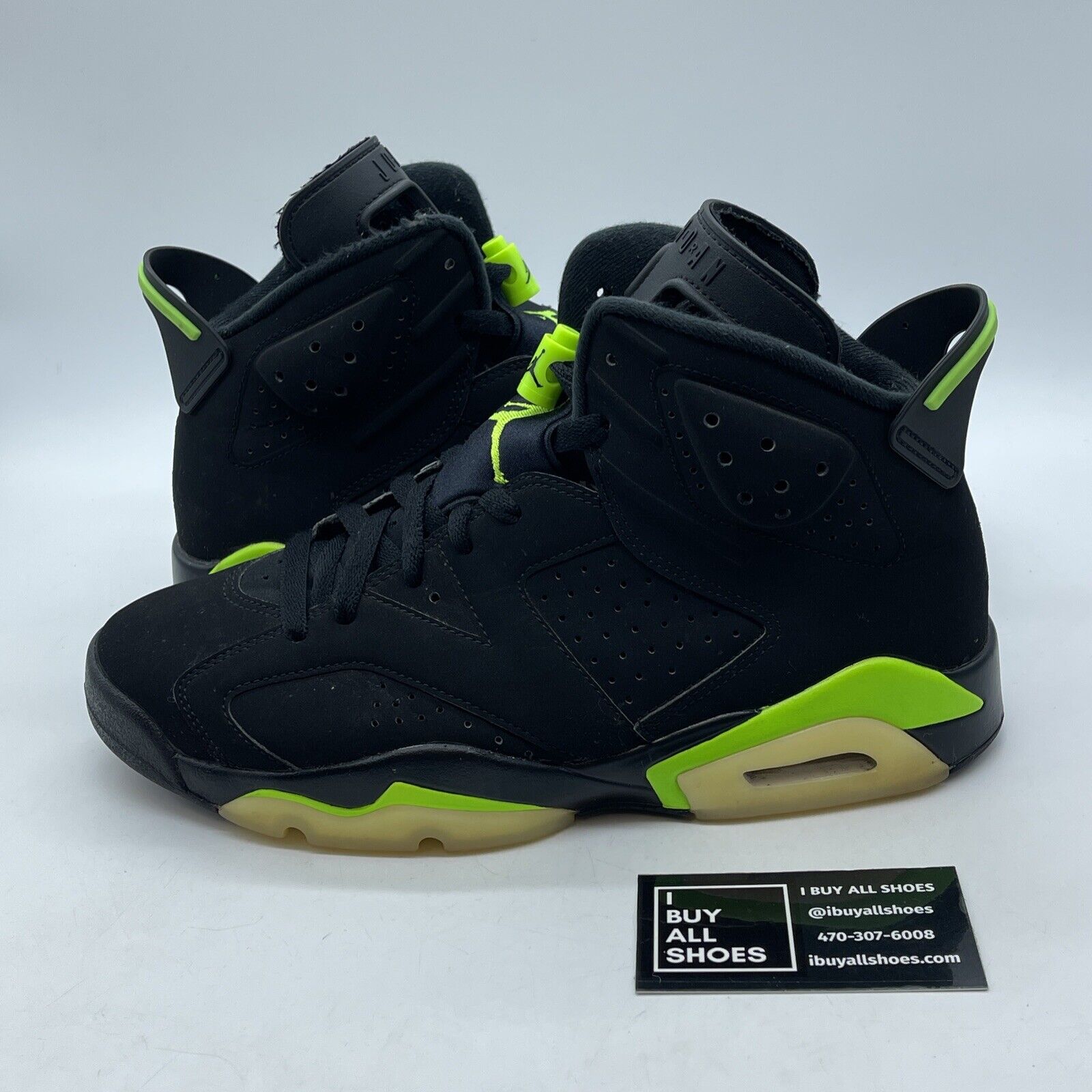 Size 9 - Jordan 6 Retro Electric Green 2021 Black Suede Rubber (CT8529-003)