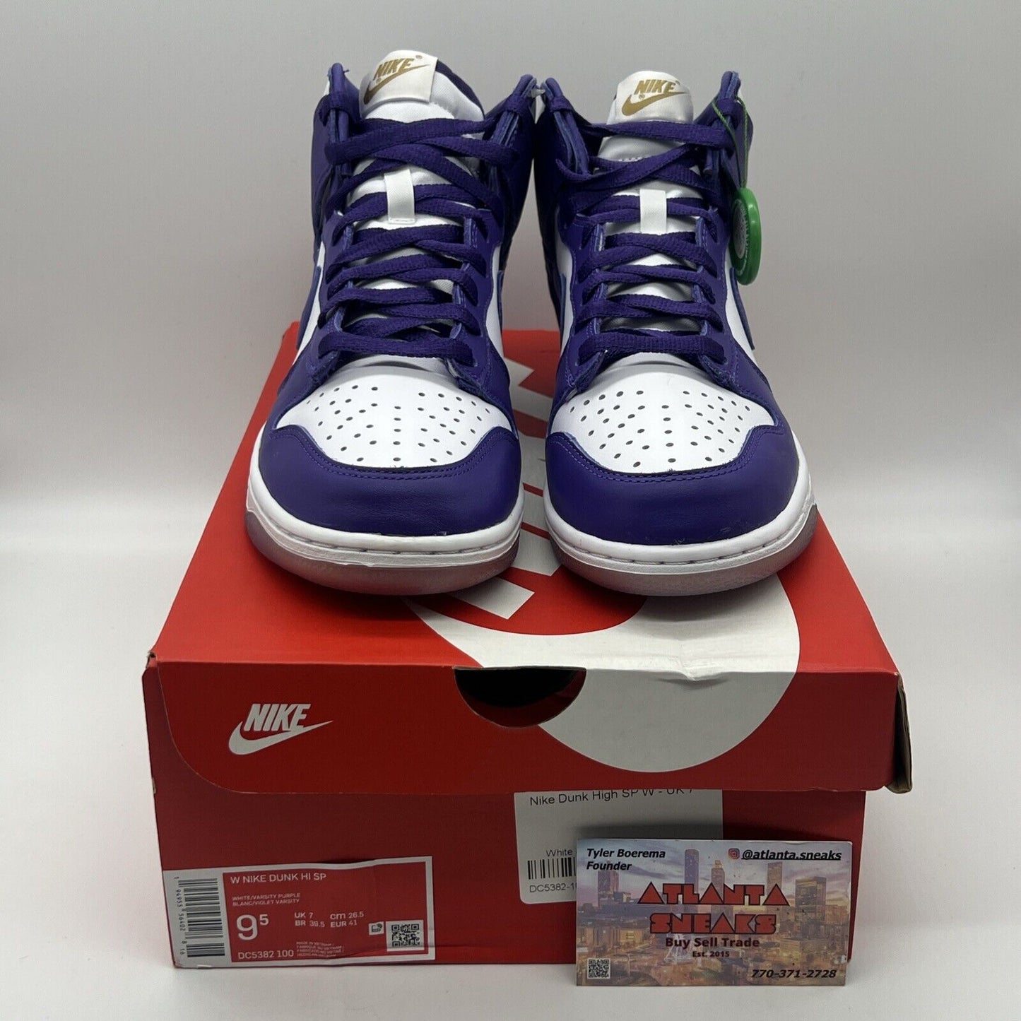 Size 9.5 - Nike Dunk High Varsity Purple W Brand New Og All White DS Leather