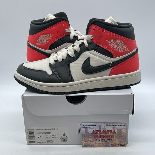 Size 7.5W - Air Jordan 1 SE Mid Newsprint Brown Suede Leather (DQ6078-100)