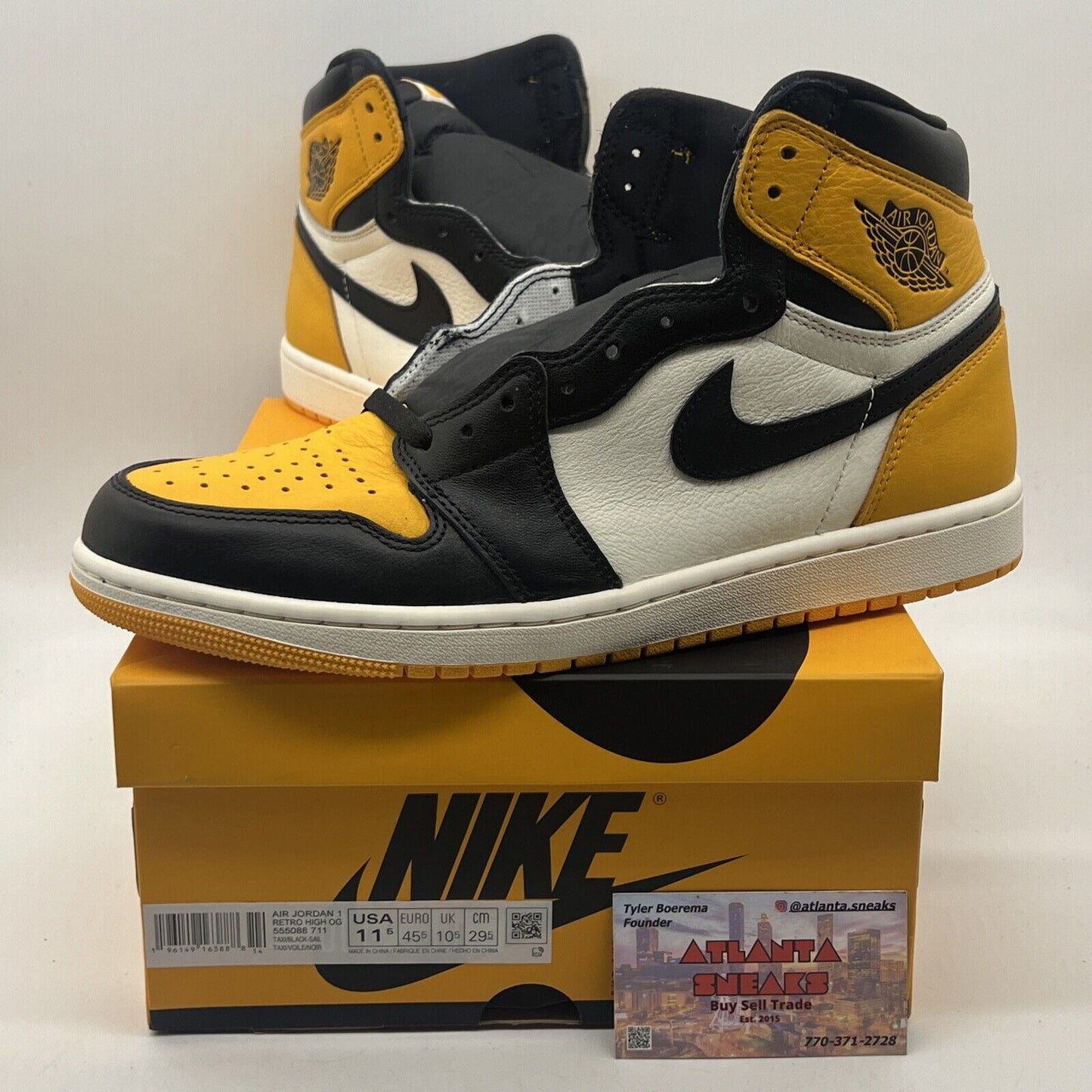 Size 11.5 - Jordan 1 Retro OG High Yellow Toe Black Leather (555088-711)