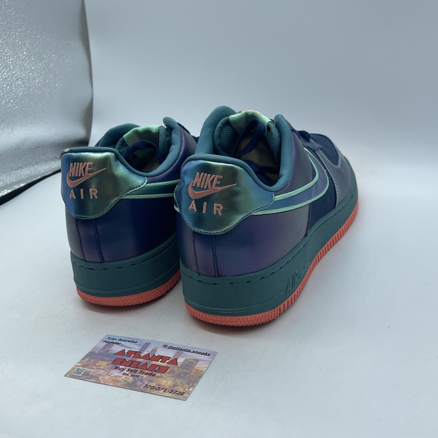 Size 13 - Nike Air Force 1 Brave Blue Green Glow Suede Leather (488298-420)