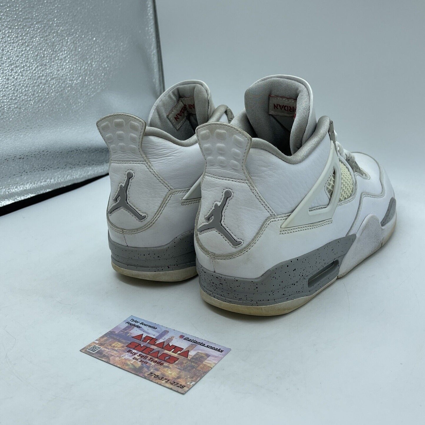 Size 9 - Jordan 4 Retro Mid White Oreo Grey Black Leather (CT8527-100)