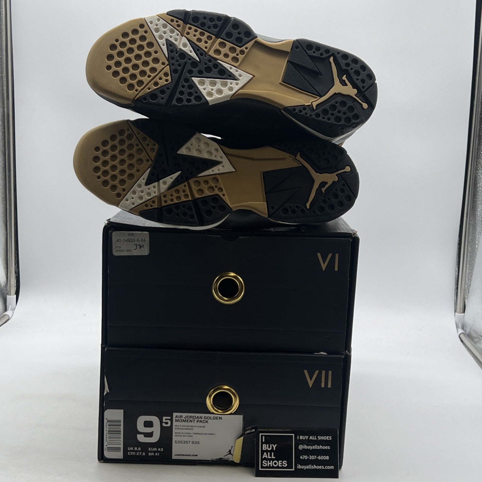 Size 9.5 - Air Jordan 7/6 Retro Golden Moments Pack (535357-935)