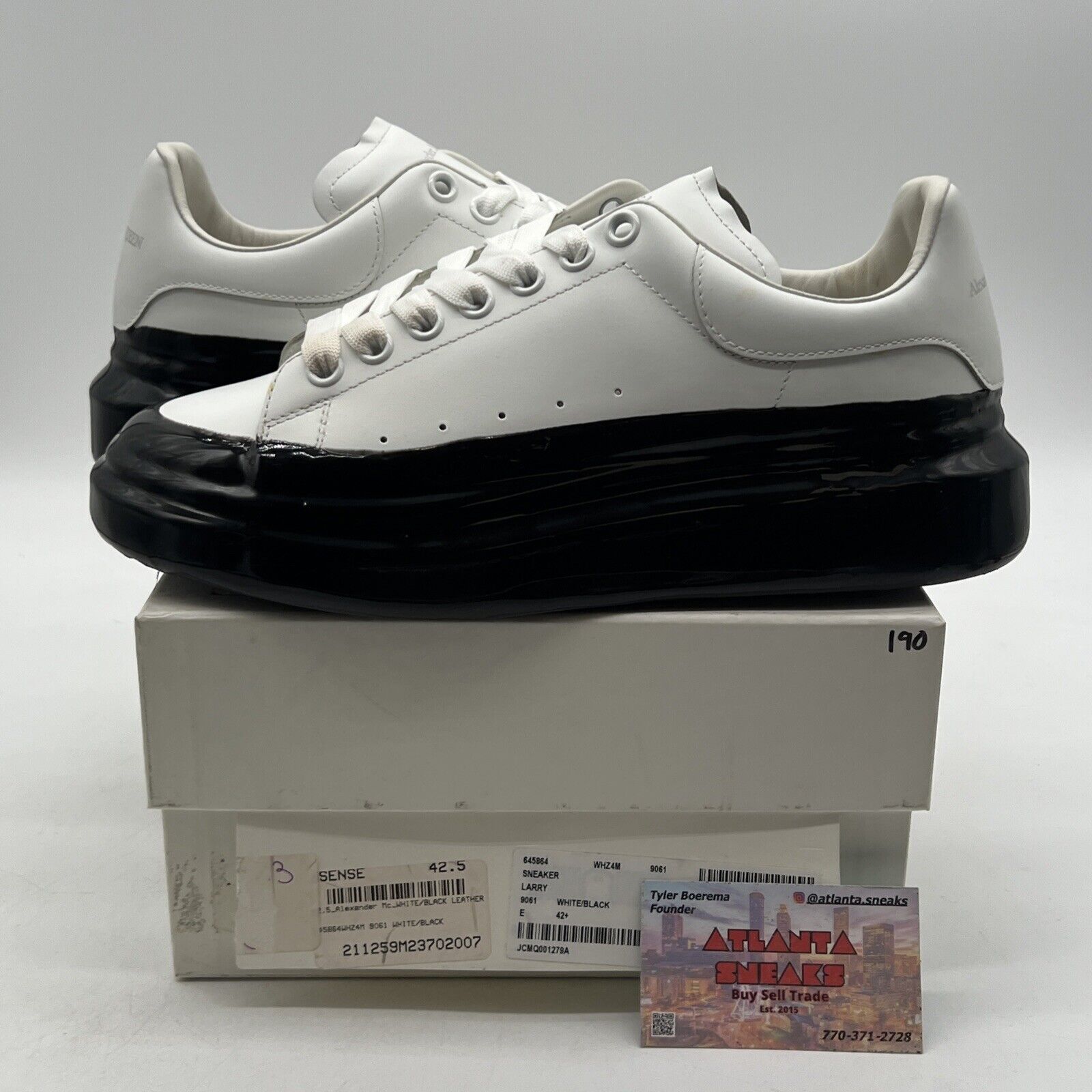 Size 9.5 - Alexander McQueen Oversized Sneaker White Black (645864-WHZ4M-9061)