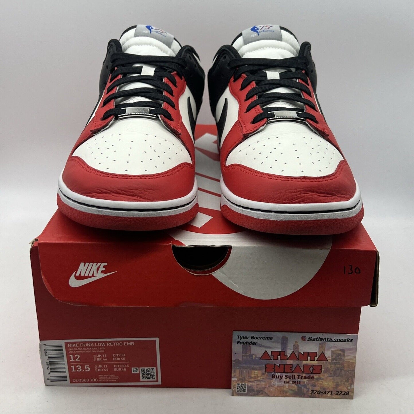 Size 12 - Nike Dunk Low EMB x NBA 75th Anniversary - Bulls 2021 (DD3363-100)