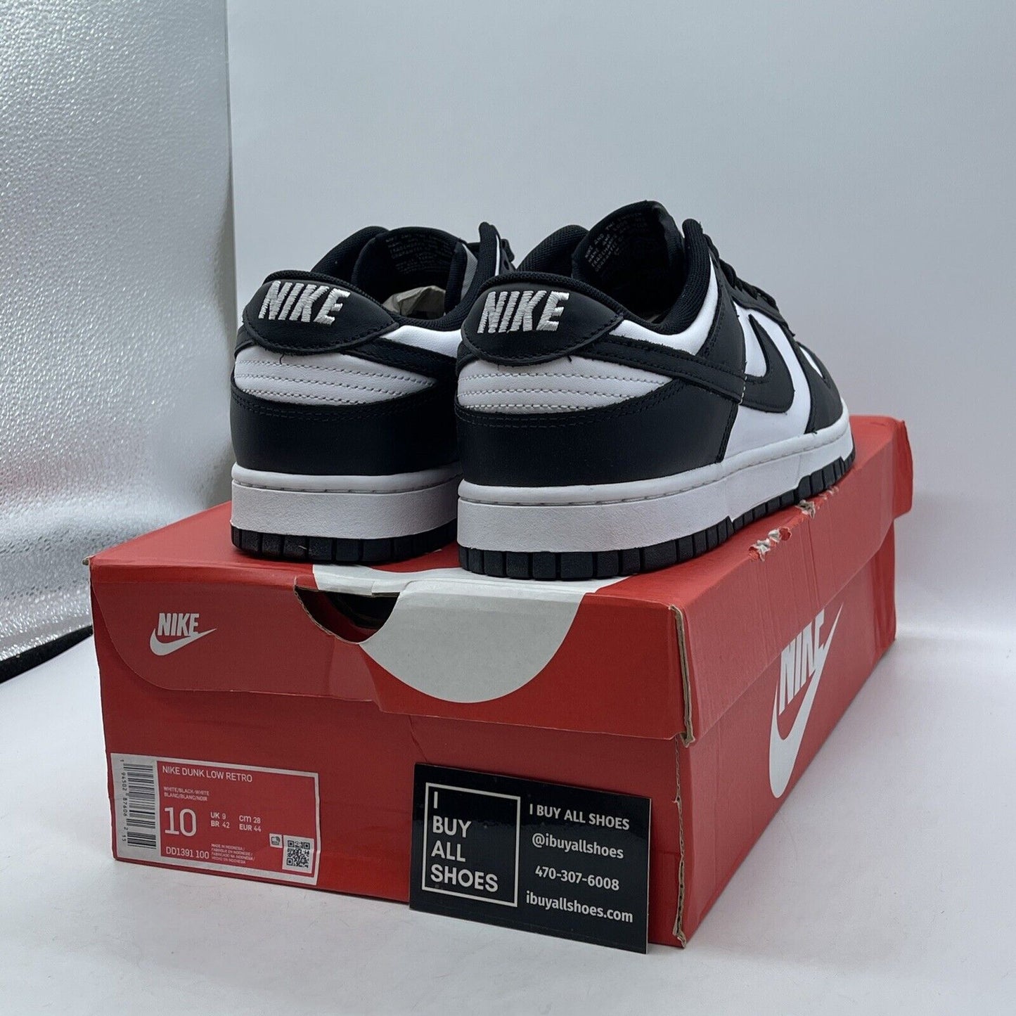 Size 10 - Nike Dunk Low Black White Suede Leather (DD1391-100)