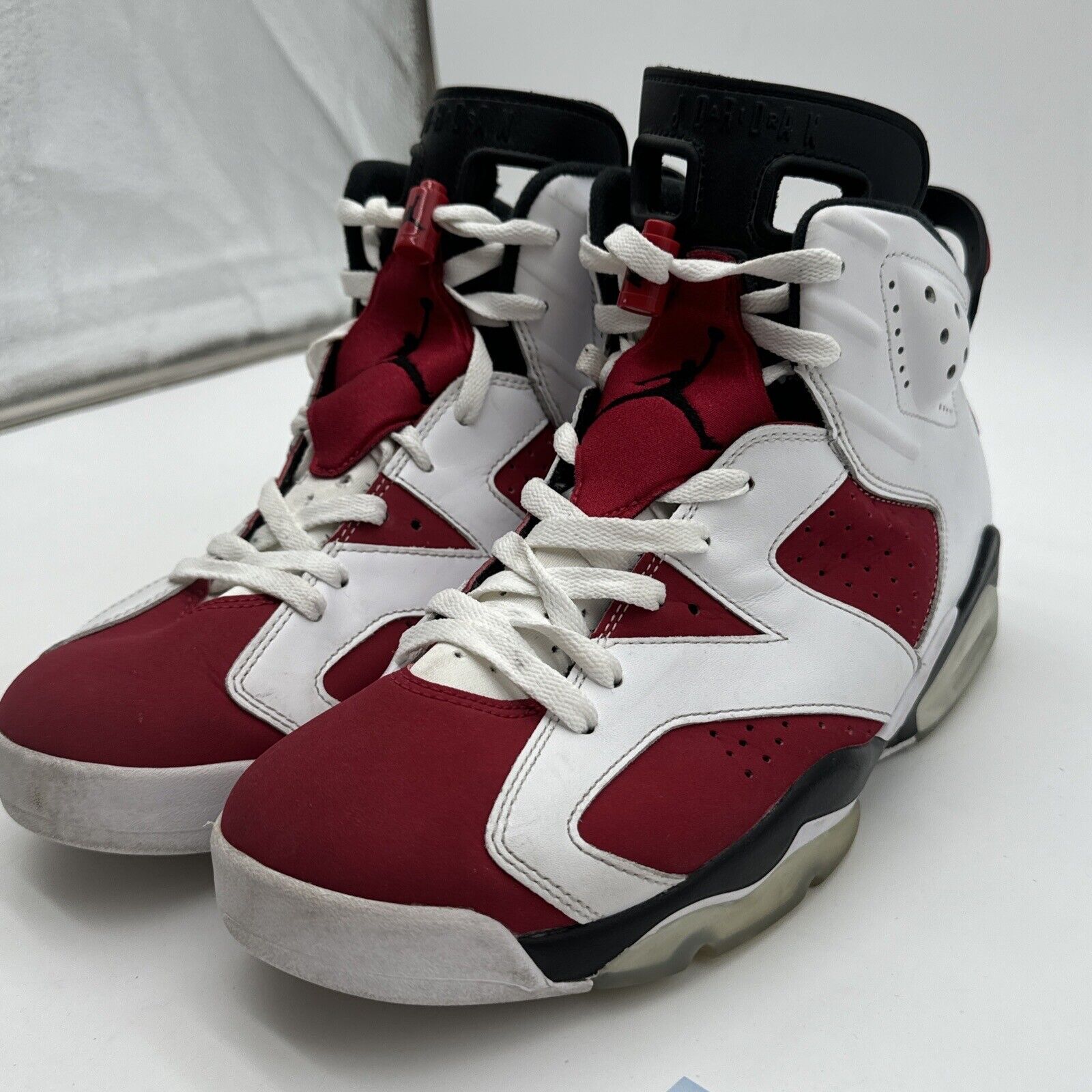 Size 9.5 - Jordan 6 Retro OG Mid Carmine White Red Suede Leather Black Icy Soles