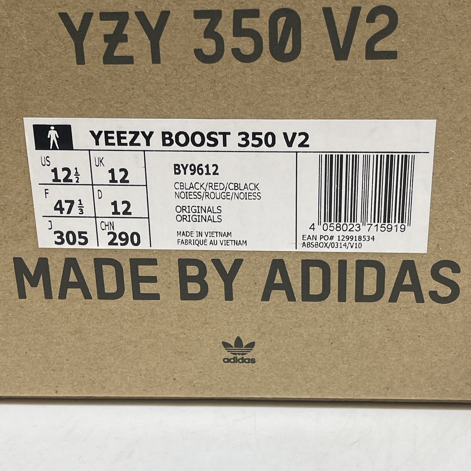 Size 12.5 - adidas Yeezy Boost 350 V2 Low Red Stripe Black Suede (BY9612)