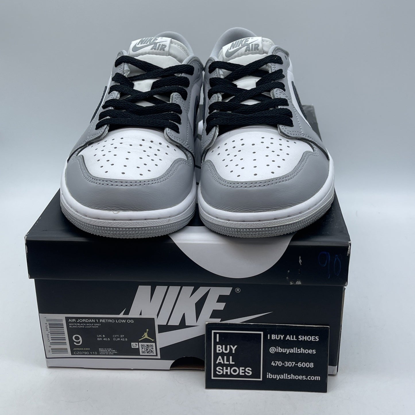 Size 9 - Air Jordan 1 Retro OG Low Barons Grey Black Leather (CZ0790-110)