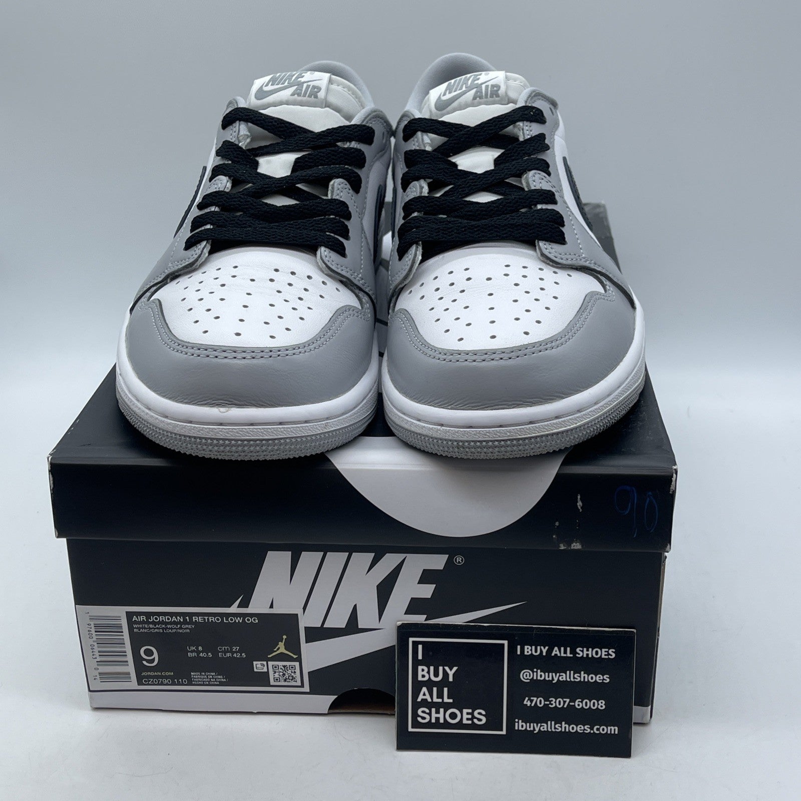 Size 9 - Air Jordan 1 Retro OG Low Barons Grey Black Leather (CZ0790-110)