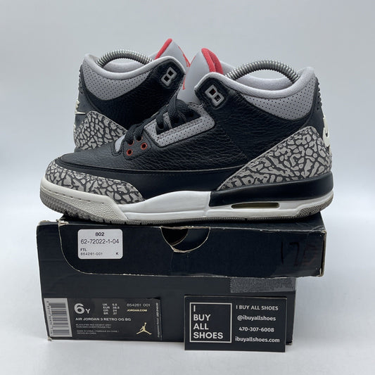 Size 6Y (GS) - Jordan 3 Retro OG 2018 Mid Black Cement Leather (854261-001)
