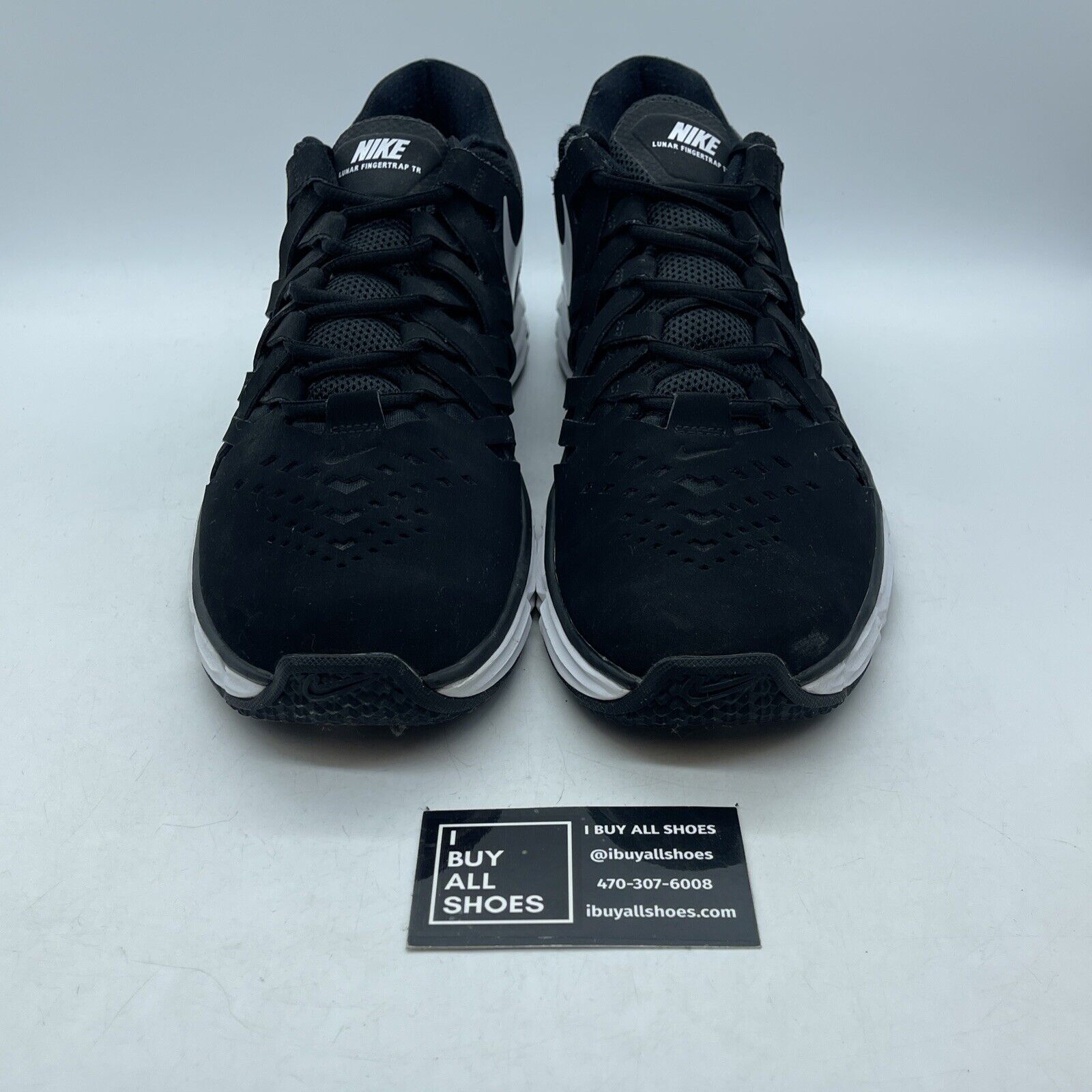 Size 12 - Nike Lunar Fingertrap TR Black White Leather Suede (898066-001)