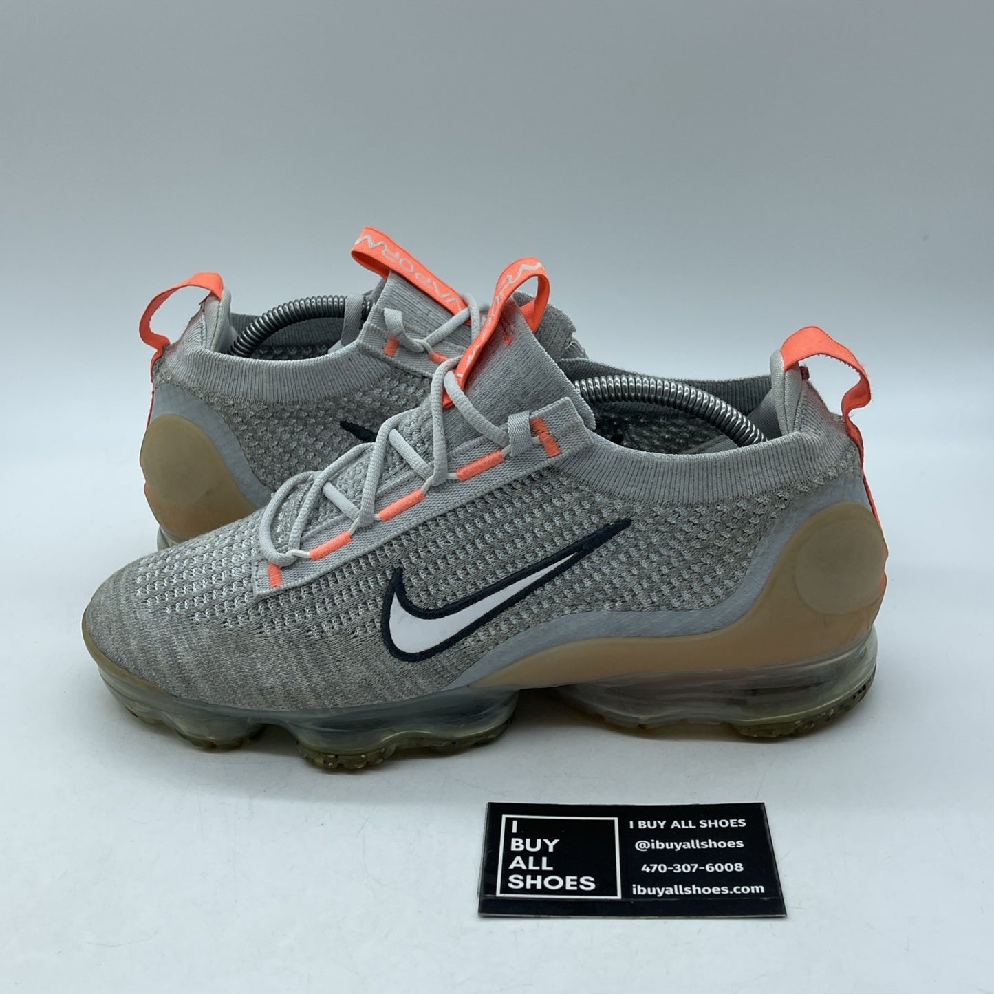 Size 9.5 - Nike Air VaporMax 2021 Flyknit Grey Fog Bright Mango