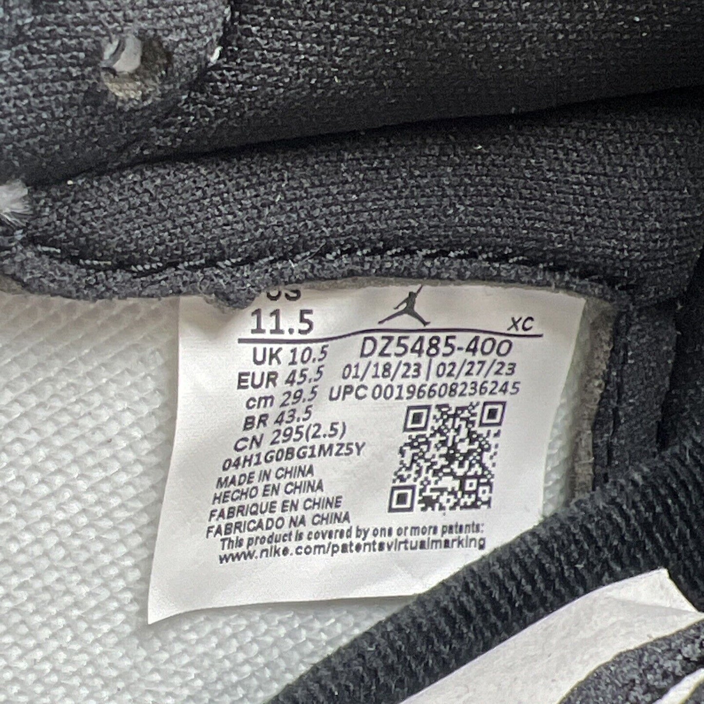 Size 11.5 - Jordan 1 Retro OG High UNC Toe Black White Blue Leather (DZ5485-400)