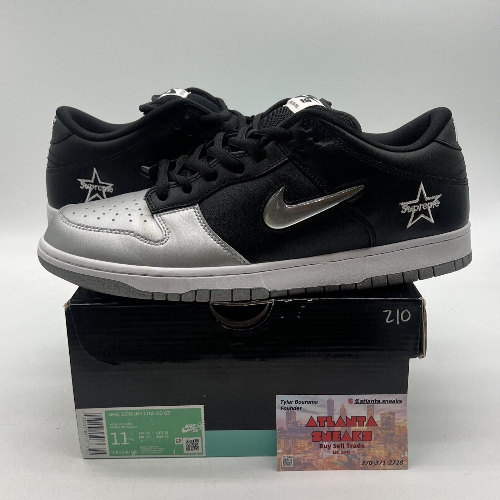 Size 11 - Nike Supreme x Dunk SB QS Low Metallic Silver Leather (CK3480-001)