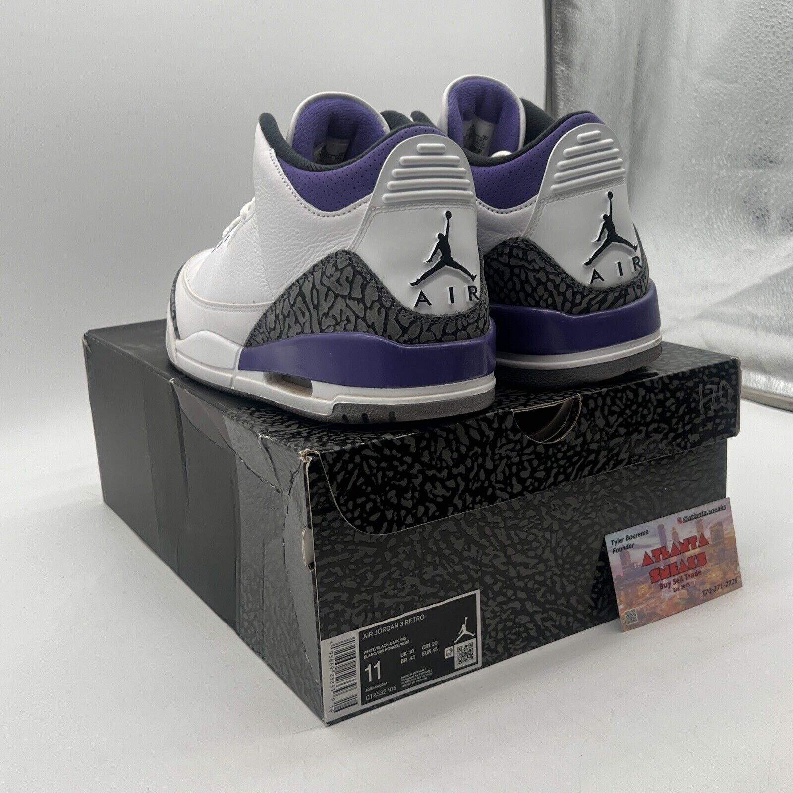 Size 11 - Jordan 3 Retro Mid Dark Iris White Black Leather Purple (CT8532-105)