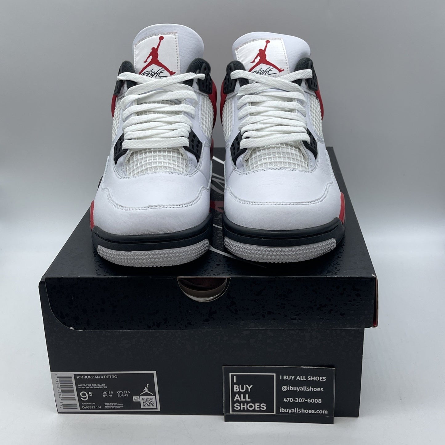 Size 9.5 - Air Jordan 4 Retro Mid Red Cement White Leather (DH6927-161)