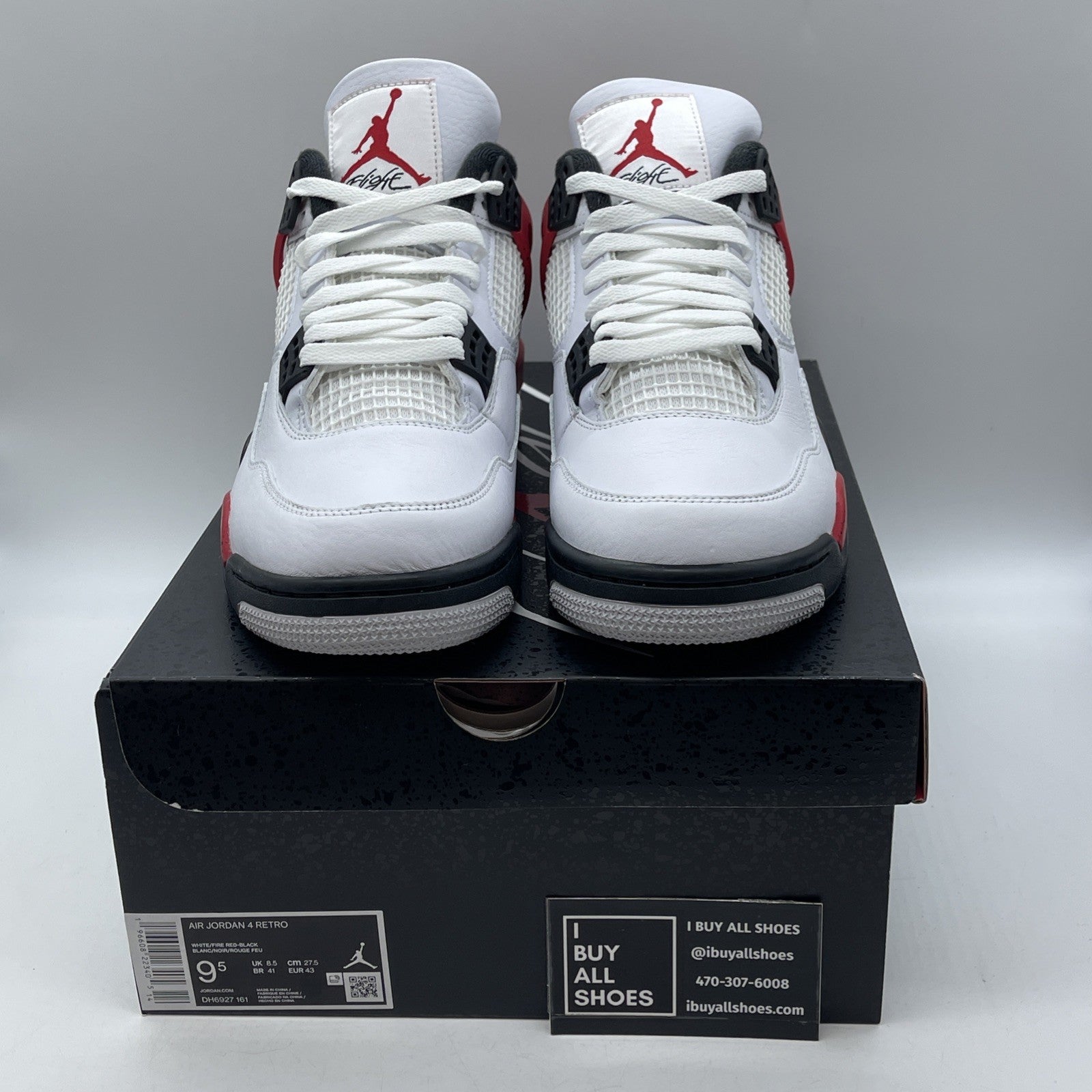 Size 9.5 - Air Jordan 4 Retro Mid Red Cement White Leather (DH6927-161)