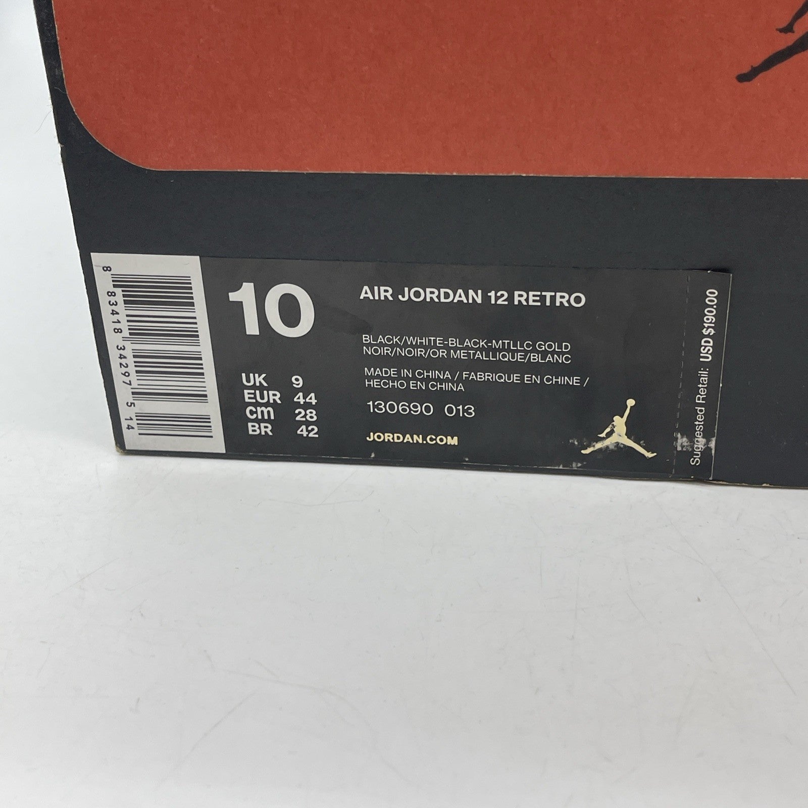 Size 10 - Air Jordan 12 Retro The Master Black White Suede Leather (130690-013)