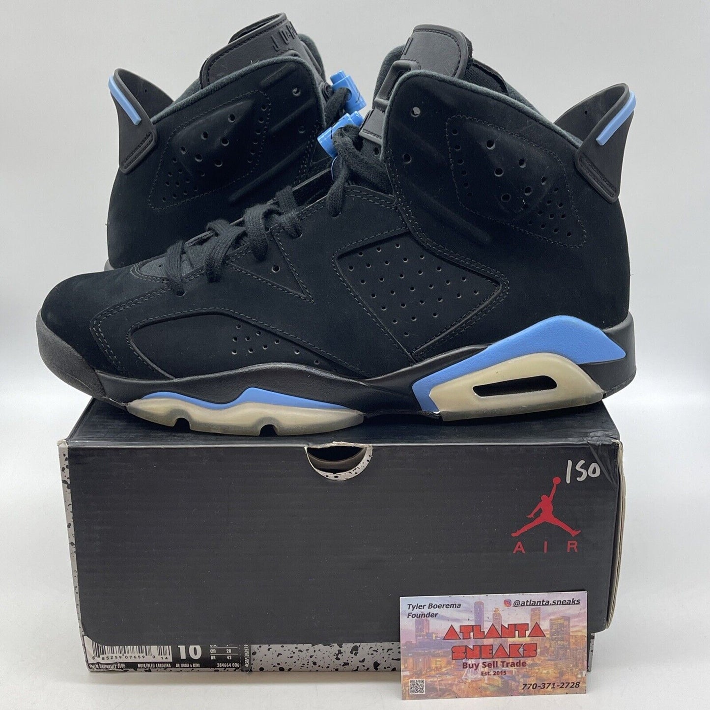 Size 10 - Air Jordan 6 Retro UNC Black Blue White Suede (384664-006)