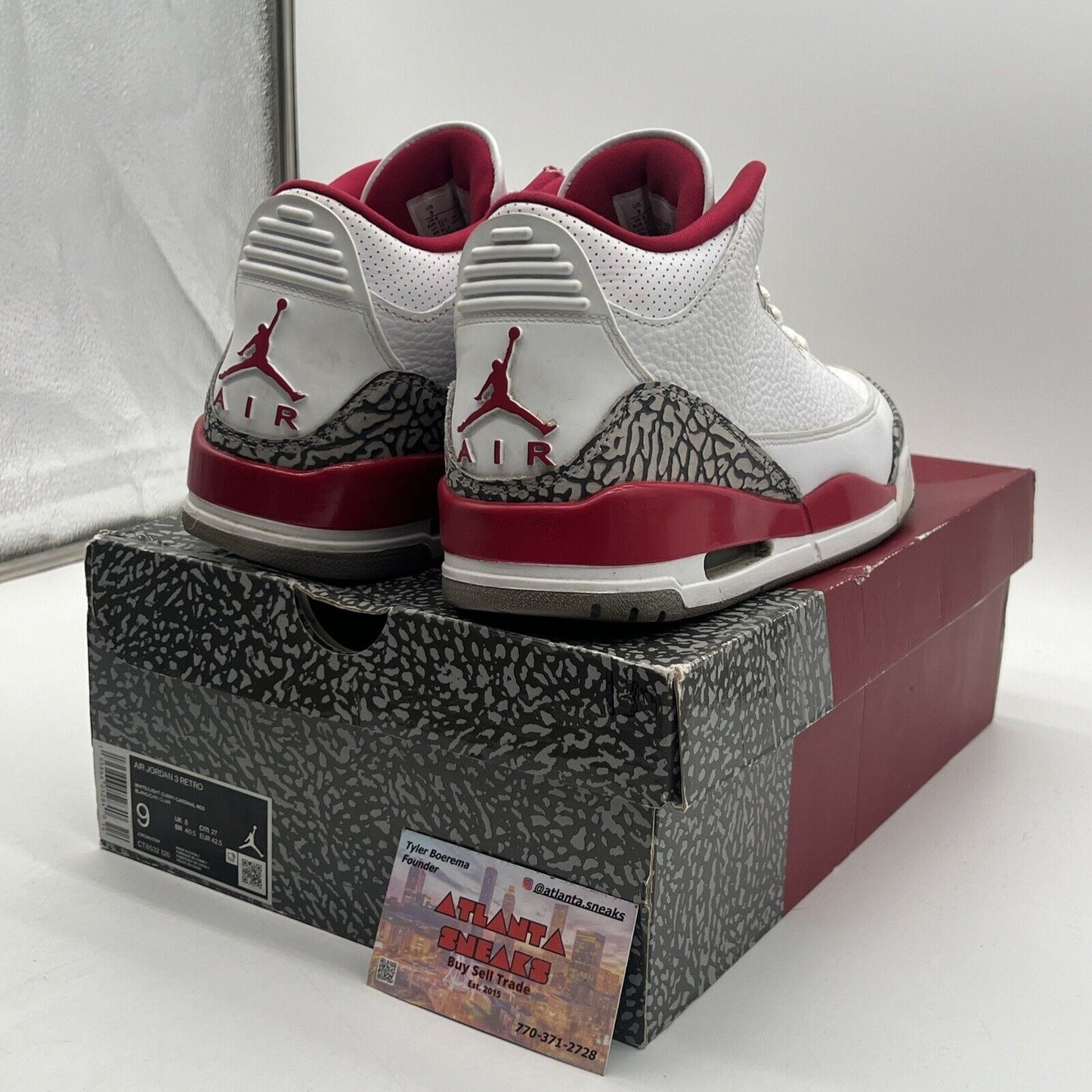 Size 9 - Jordan 3 Retro Mid Cardinal Red White Grey Black Leather (CT8532-126)