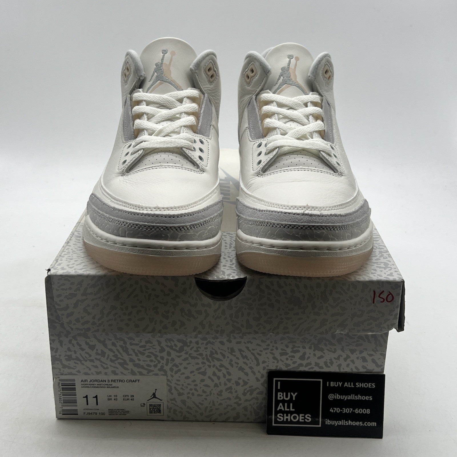 Size 11 - Air Jordan 3 Retro Ivory Grey White Suede Leather (FJ9579-100)