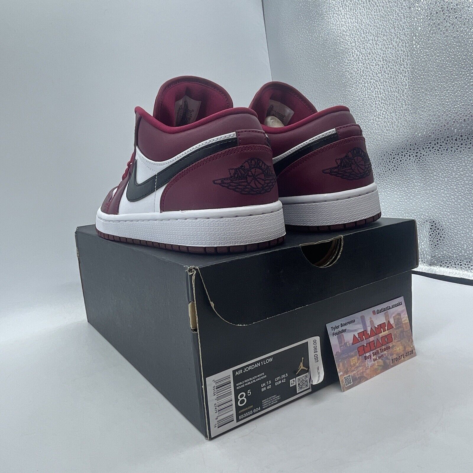 Size 8.5 - Air Jordan 1 Low Noble Red White Black (553558-604)