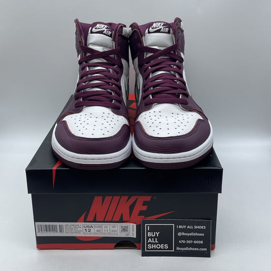 Size 12 - Jordan 1 Retro High OG Bordeaux Silver White Leather (555088-611)