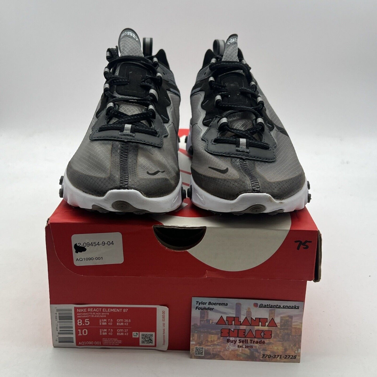 Size 8.5 - Nike React Element 87 Anthracite (AQ1090-001)
