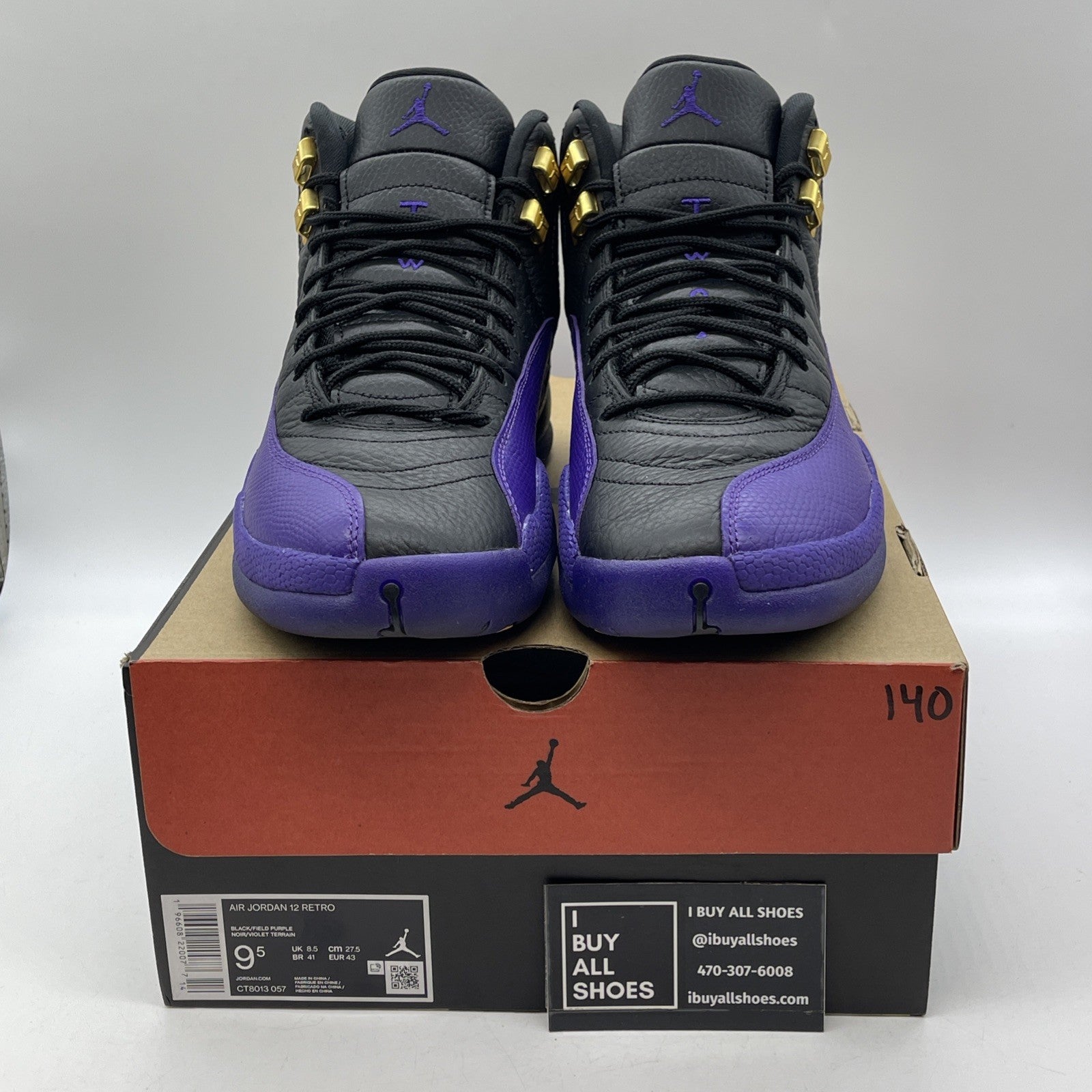 Size 9.5 - Jordan 12 Retro Mid Field Purple Black Leather (CT8013-057)