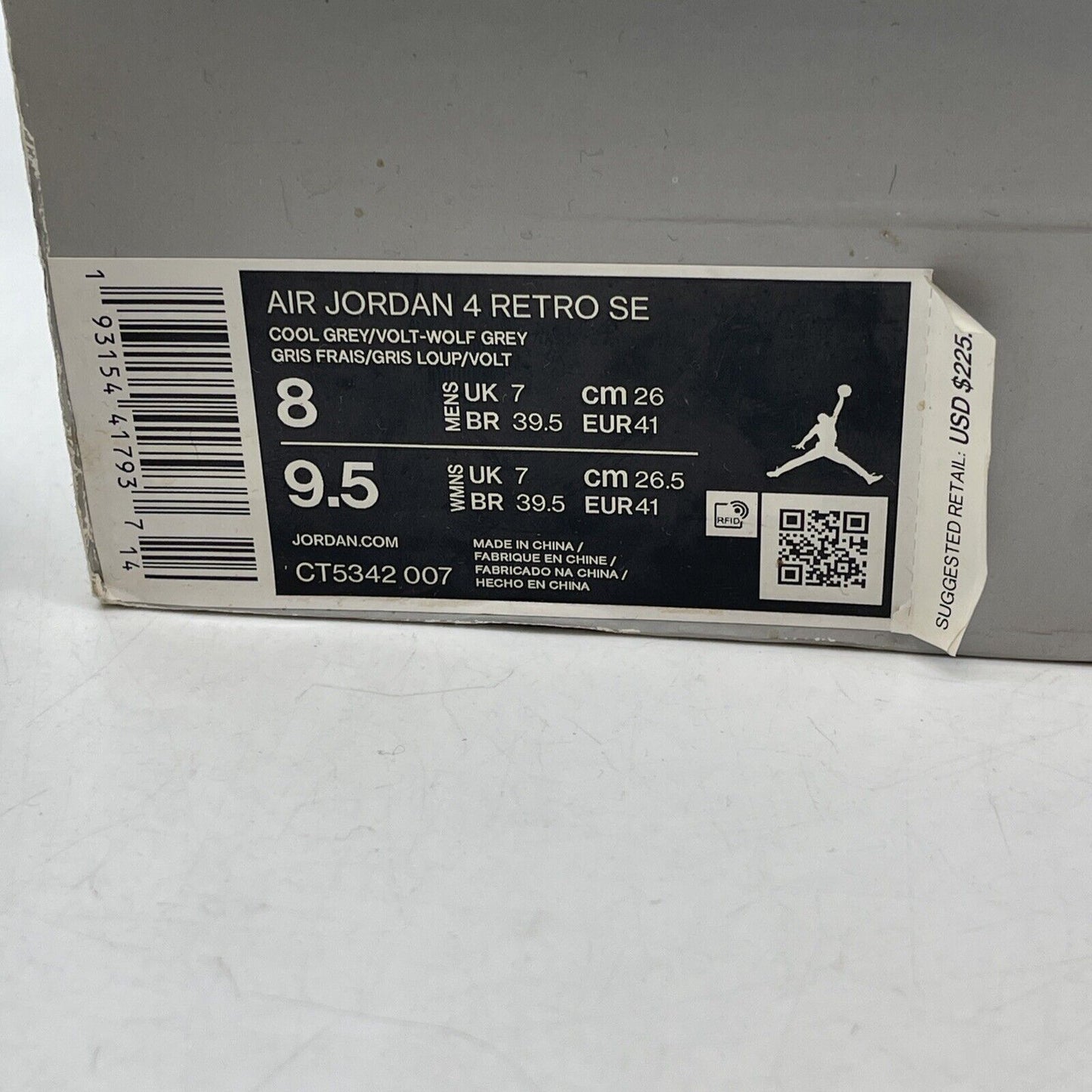 Size 8 - Jordan 4 Retro SE Mid Neon 95 Grey Black Suede (CT5342-007)